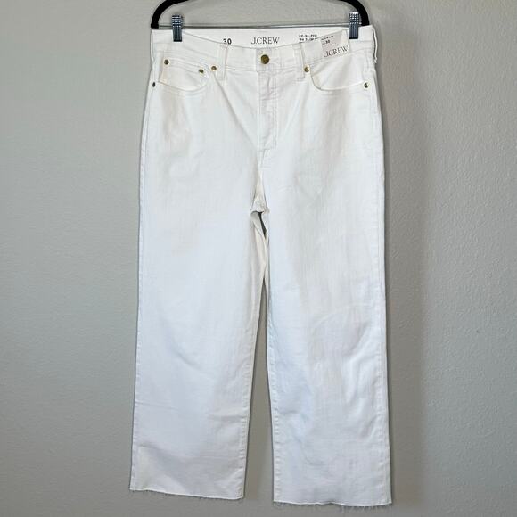 J.Crew Women's Slim Wide-Leg White Jeans High Rise Denim Size 30 New - Picture 2 of 12